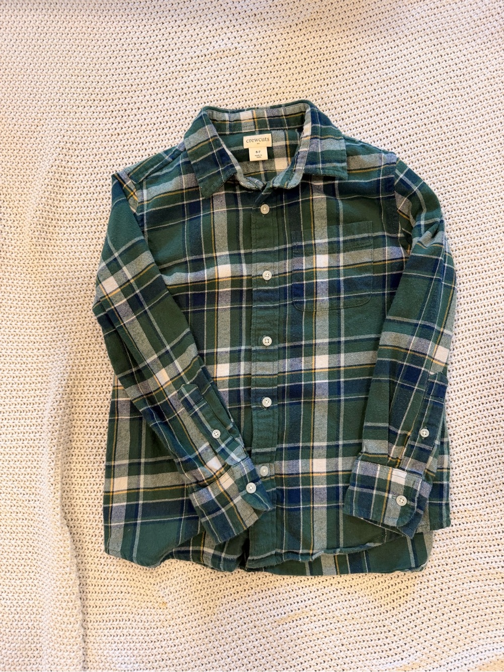 Crewcuts Green and Navy Plaid Button-Down Shirt